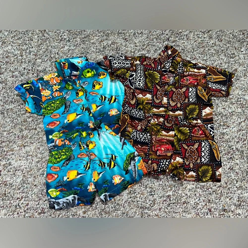 Boys Colorful Tropical‎ Print outfits, 6 months, Hawaiian shirt, Hawaiian outfit